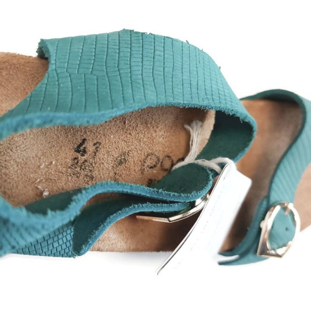 Papillio By Birkenstock Soley Leather Wedge Sandals Sz 10 Biscay Bay NARROW Fit - Picture 2 of 9